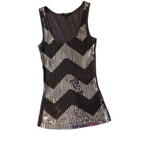 💖EXPRESS grey zig zag sequin tank top size medium